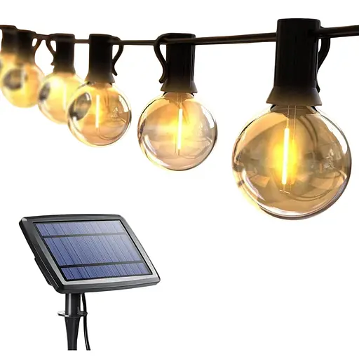 Joomer 32 фути Сонячні ліхтарі для відкритого саду, 25+2 світлодіодні G40 Неб'ючі лампочки Підвісні садові світильники на сонячних