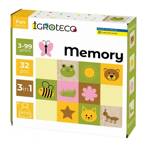 Детская настольная игра "Мемори 3 в 1" Igroteco 900644, 32 элемента - фото 1