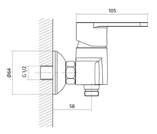 Змішувач для душу Cersanit Cari S951-026 одноважільний Хром 30412 - фото 3