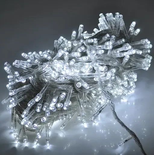 Новогодняя гирлянда на прозрачной проволке 300 лампочек 18 м Белый свет - фото 2