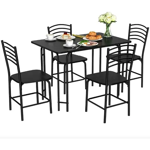 Комплект мебели Costway Katarina стол и 4 стулья черный - фото 6