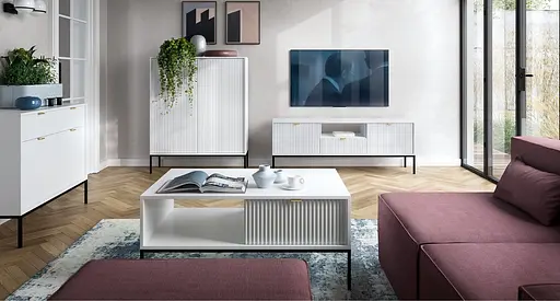 Тумба під телевізор Perfect Home Нова / Nova 2-дверна з 1 шухлядою і чорними ніжками RTV154 Білий (PFH-091225) - фото 8