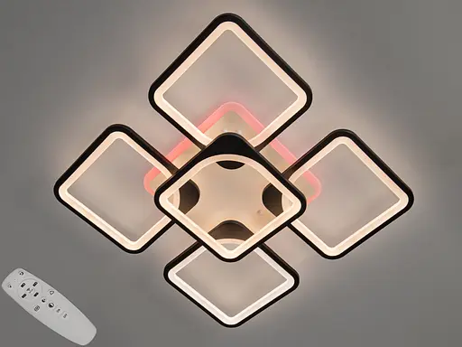 Светодиодная люстра смарт светильник с пультом, диммером, 150Вт, черная - фото 1