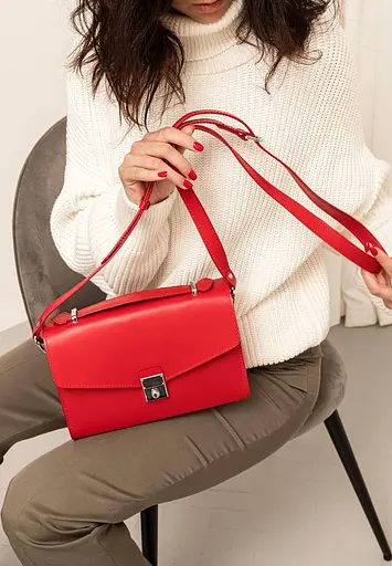 Жіноча шкіряна сумка-кроссбоді Lola червона - фото 8