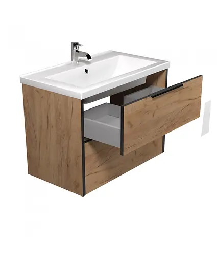 Тумба Мойдодир Line Craft 80 з умивальником Cosmo 80 дуб крафт/Чорний - фото 3