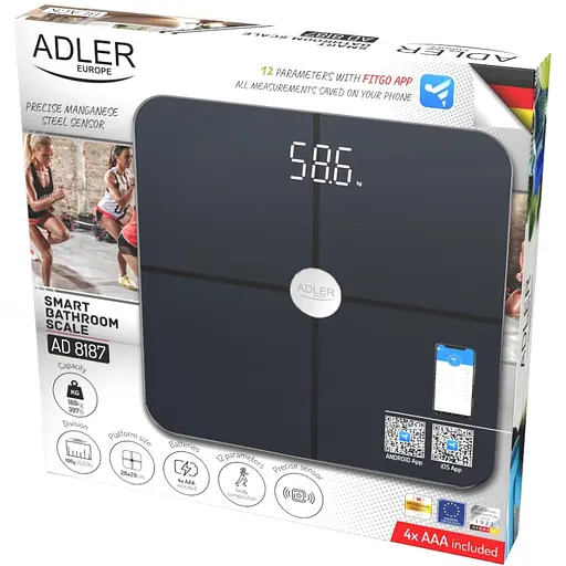 Весы напольные Adler AD 8187 black электронные/ Smart/ 180кг/ 4хААА/ автовыключение/ черные - фото 3