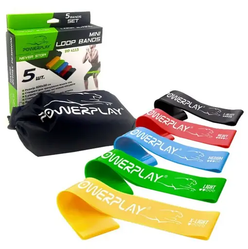 Гумки для фітнесу PowerPlay 4113 Mini Power Band Set набір із 5 шт. (від 1 до 20 кг) (PP_4113) - фото 6