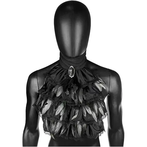 Воротник Жабо с кружевом и перьями - фото 1