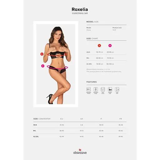 Комплект Obsessive Roxelia 2-pcs crotchless set XS/S - фото 5