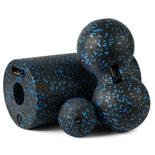 Набір для йоги PowerPlay PP_4008 EPP Foam Roller Set роллер + 2 масажні м'ячі Чорно-синій (PP_4008_Bl/Blue) - фото 1