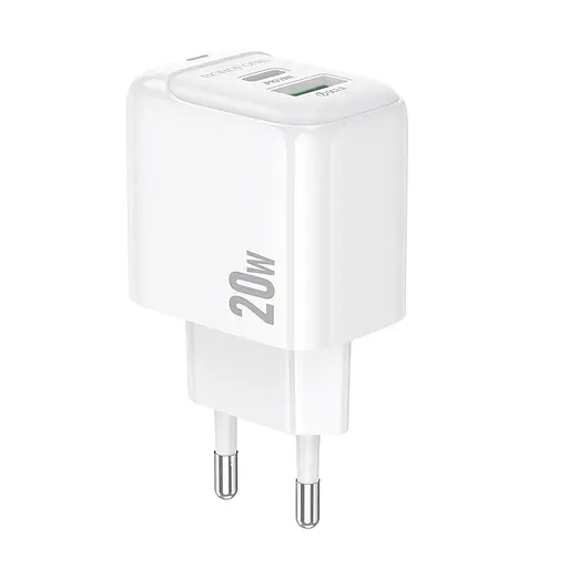 Мережевий зарядний пристрій Borofone BAS44A Potential PD20W+QC3. 0 charger(EU) білий - фото 1