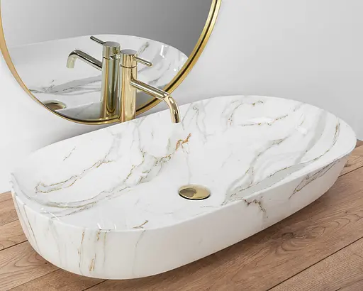 Умивальник Rea Cleo 81 накладний білий/мармур REA-U8404, Мармур - фото 2