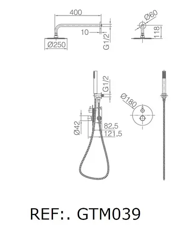 Душова система прихованого монтажу з термостатом Imex Monza чорний матовий GTM039/NG, Чорний матовий - фото 6