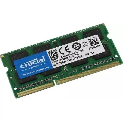 Оперативна пам'ять для ноутбука Crucial 2Rx8 SO-DIMM DDR3 4GB 1333MHz PC3L-10600 1.35v/1.5v Б/В