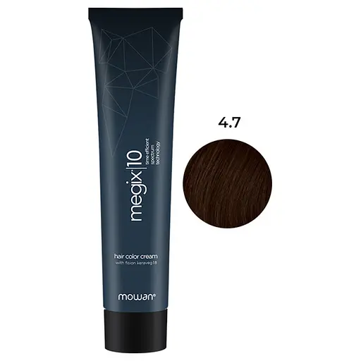 Фарба для волосся з низьким вмістом аміаку Megix10 Mowan 4.7 середньо-коричневий темно-бордовий 100 мл - фото 1