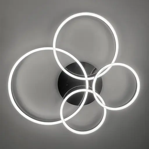 Сучасний LED світильник на 4 кільця у чорному корпусі | Арт. A 55021/4 BK | Line F - фото 1