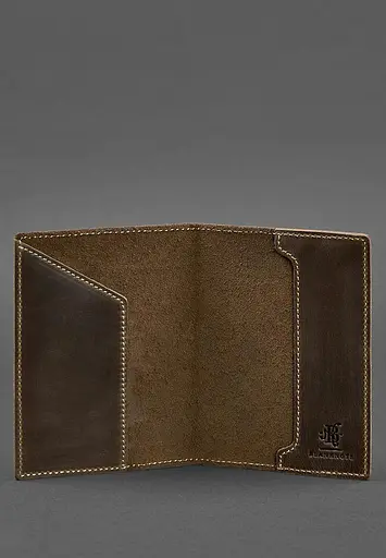 Кожаная обложка для паспорта с канадским гербом темно-коричневая Crazy Horse - фото 4