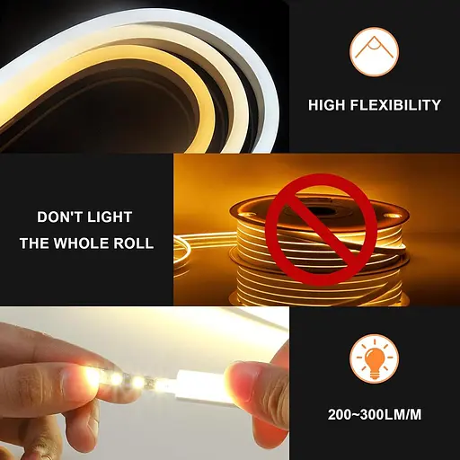 KSIBNW 220V Неонова світлодіодна стрічка для зовнішнього нейтрального білого 4000K, світлодіодна стрічка 2 м із блоком живлення - фото 4