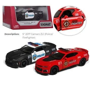 Металева інерційна легкова модель Chevrolet Camaro ZL1 Police/Firefighter 5", відкриваються двері - фото 4