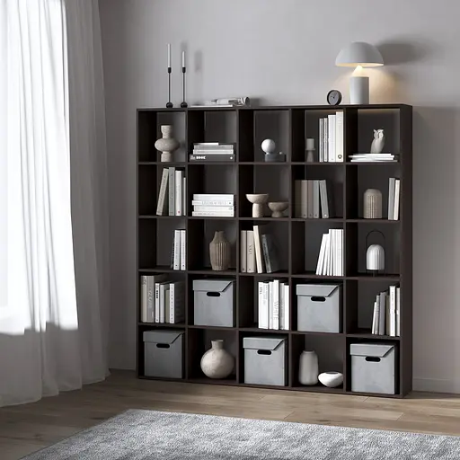 Книжная полка стеллаж Vays M-4 Венге Темный с 25 ячейками ЛДСП 178x29x178 см для дома офиса детской или гостиной