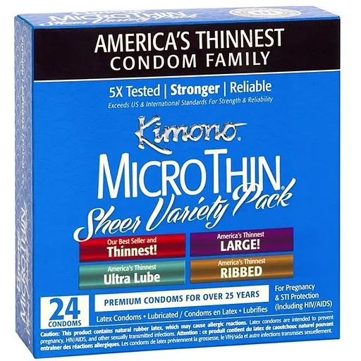 Презервативы Kimono MicroThin Sheer Variety Pack упаковка 24 шт.