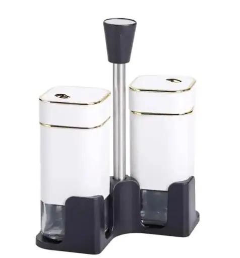 Органайзер набор Condiment Set для специй на подставке с 2 баночки для соли и перца по 120 мл Белый - фото 1