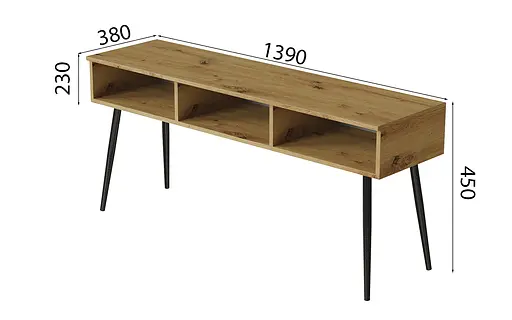 Тумба під телевізор Кентуккі Ferrum-decor 45x139x38 Чорний метал ДСП Дуб Артізан 16 мм (FRD-106734) - фото 5