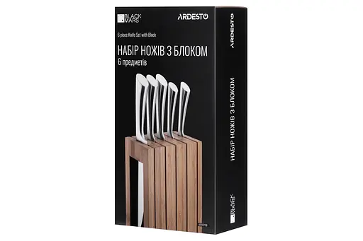 ARDESTO Набір ножів Black Mars 6 пр., нержавіюча сталь, бамбуковий блок - фото 10