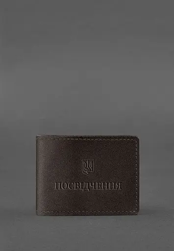 Универсальная кожаная обложка для удостоверения темно-коричневая - фото 2