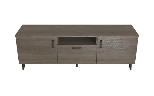 Тумба Лестер на конусних ніжках Ferrum-decor 48x139x38 Чорний метал ДСП Дуб Сонома Трюфель 16 мм (FRD-106805)