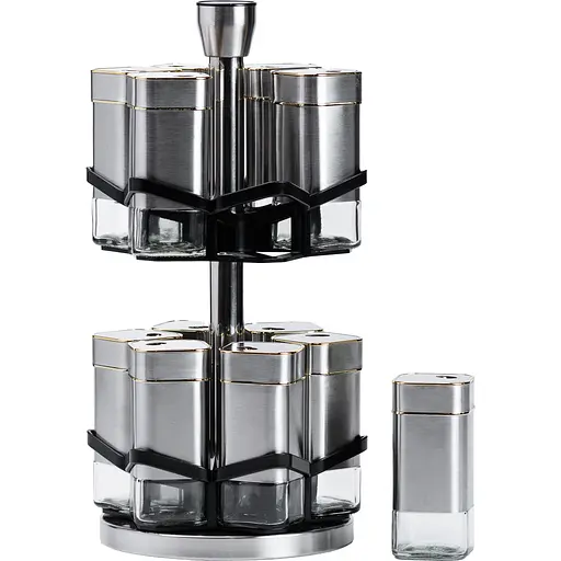 Набір баночок для спецій TS Kitchen HP1321, 12 штук по 120 мл хром із золотом - фото 2