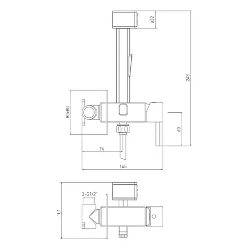 Набір гігієнічного душу прихованого монтажу Volle Sistema L 1582.160101, Хром - фото 2