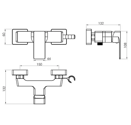 Змішувач для гігієнічного душу зовнішнього монтажу 150 мм Domino Dionis DDD-206N, Хром - фото 5