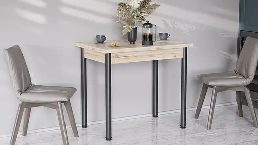 Обеденный раскладной стол-формер Берта Ferrum-decor 750x1200x900 Черный металл ДСП Дуб Сан-Марино 16 мм (FRD-105172)