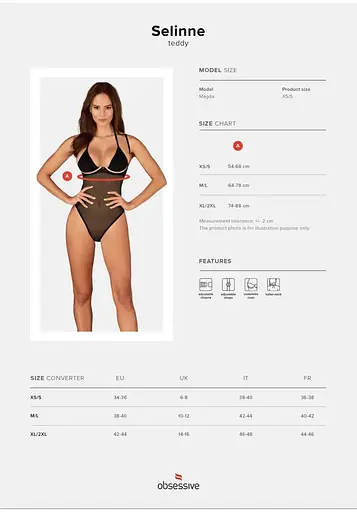 Боді Obsessive Selinne XL/XXL чорний - фото 7