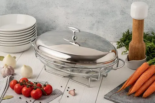 Мармит овальный настольный подогреватель еды Edenberg EB-1443 3 л термостойкая стеклянная посуда с подогревом - фото 2