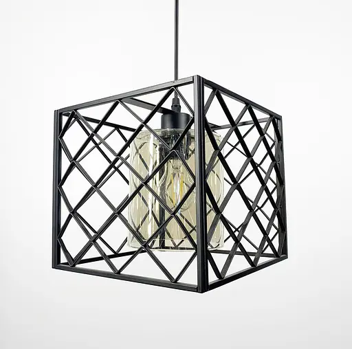 Світильник лофт у геометричному каркасі Line.F Колір плафона Графітовий - фото 6