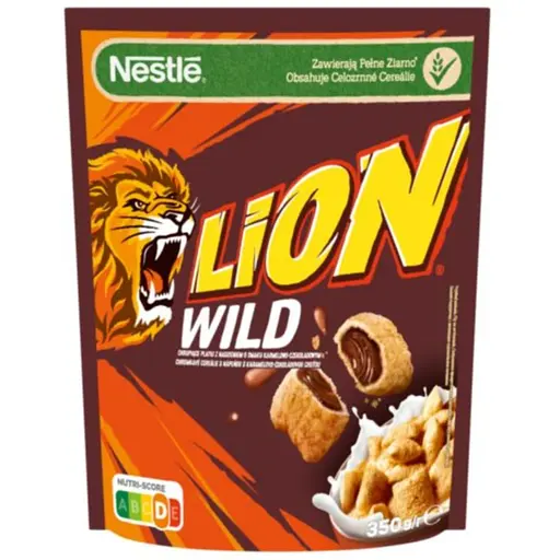  Готовий сухий сніданок Lion Wild Злакові подушечки з шоколадом, вітамінами та залізом 350 г