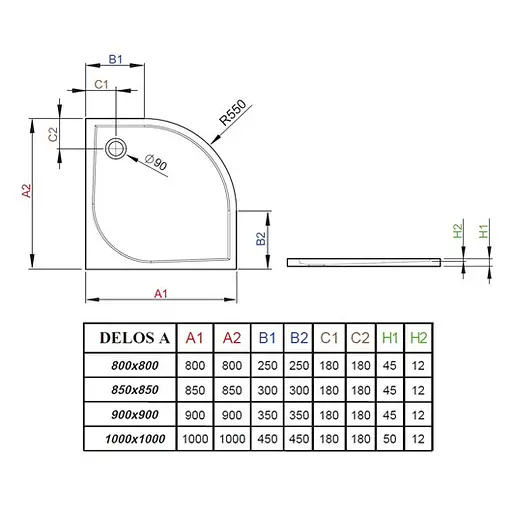 Душовий піддон Radaway Delos A 80x80 SDA0808-01 - фото 3