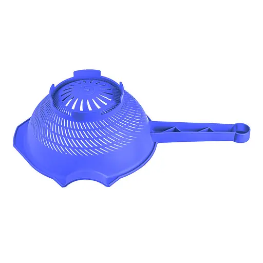 Дуршлаг пластиковый с ручкой 36х22.5 см, Kitchette Синий 84402 - фото 6