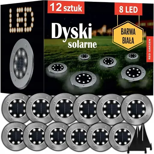 Дискові лампи In'Garden Red Garden на сонячній батареї 8 led набір 12 шт