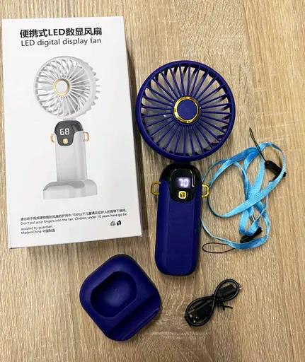 Ручний портативний вентилятор Led Digital Display Fan на акумуляторі з ручкою підставкою міні вентилятор USB - фото 2