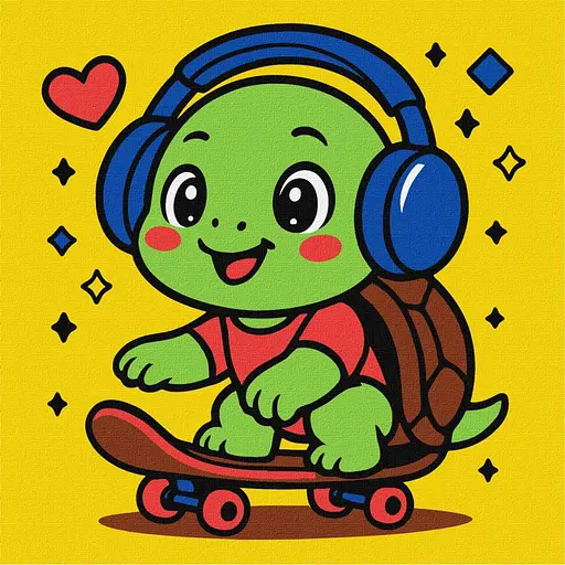 Картина за номерами "Черепашка на скейті" ©art_selena_ua KHO1290, 25х25 см