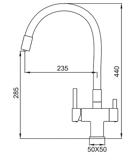 Смеситель для кухни на две воды Koer KB-72023-01 KR5008 Хром - фото 5