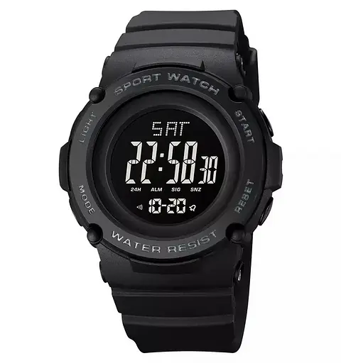 Спортивний наручний годинник Skmei 1957 (Чорний з чорним циферблатом)