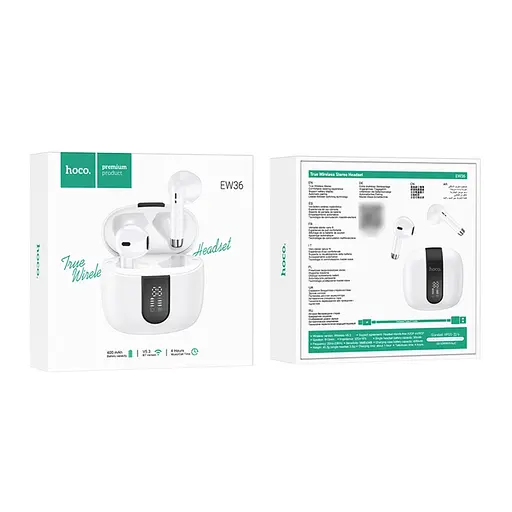 Навушники бездротові Hoco TWS EW36 вкладиші білий - фото 5