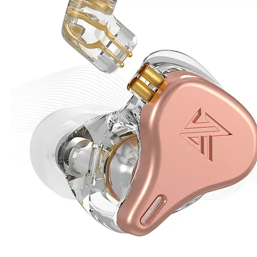 Наушники KZ DQ6S с микрофоном динамические розово-золотые. - фото 2