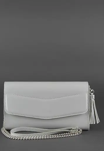 Шкіряна жіноча сумка Еліс сіра - фото 3