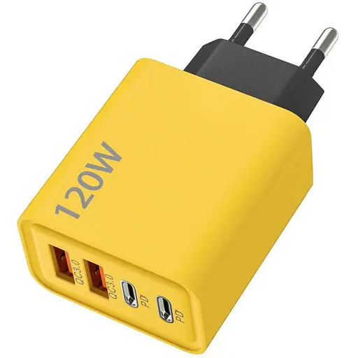 Зарядное устройство ILEPO 120W быстрая зарядка для телефона / планшета 2 USB + 2 Type-C Yellow (19023)