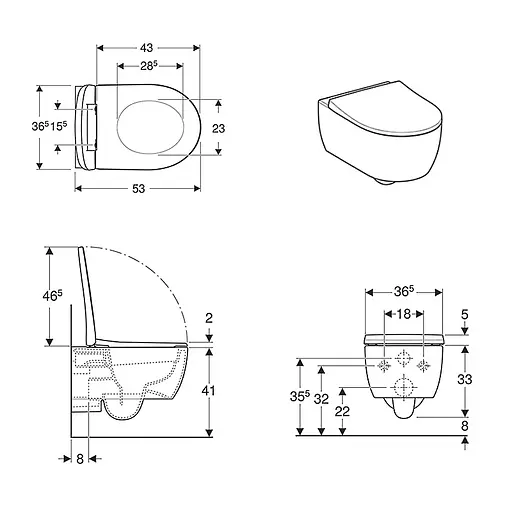 Унитаз подвесной Geberit iCon Rimfree 500.784.01.1 с сидением Soft Close, Белый - фото 2